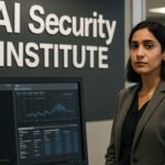 Kantoor van de Britse AI Security Institute met een monitor die netwerkactiviteit en code toont