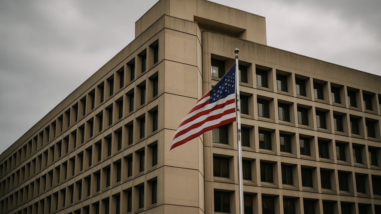 Amerikaans federaal overheidsgebouw met vlag, symbool voor de benoeming van Jay Clayton tot inlichtingenchef