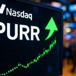 Beursscherm toont het PURR-tickersymbool met een stijgende groene grafiek na de jaarcijfers van Hyperliquid Strategies