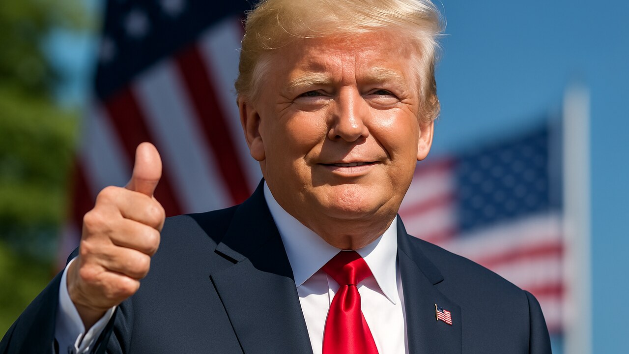 Donald Trump herkenbaar in beeld, verbonden aan het vastgezette WLFI-tokenpakket van World Liberty Financial